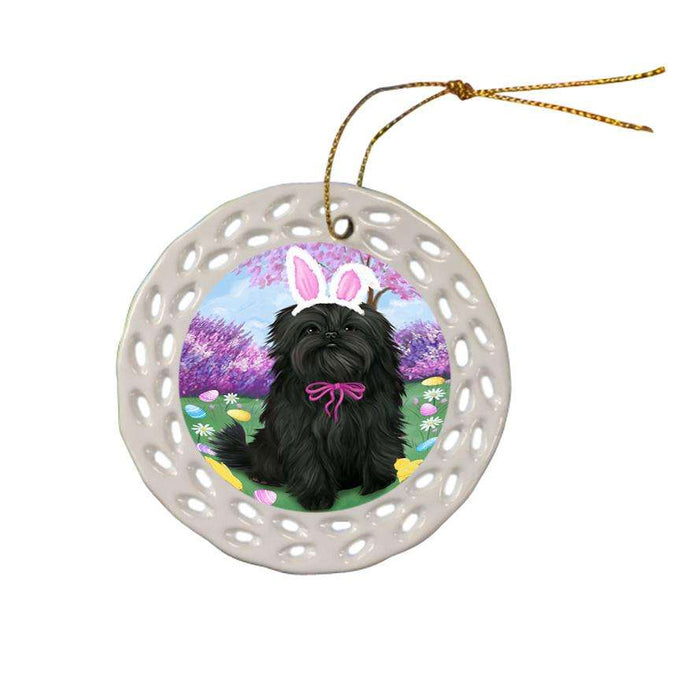 Affenpinscher Dog Easter Holiday Ceramic Doily Ornament DPOR49023