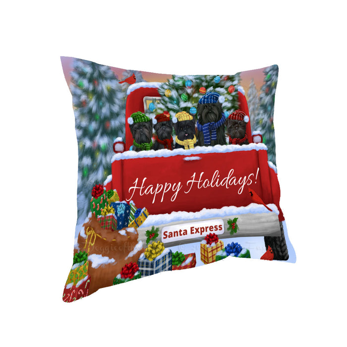 Christmas Red Truck Travlin Home for the Holidays Affenpinscher Dogs Pillow with Top Quality High-Resolution Images - Ultra Soft Pet Pillows for Sleeping - Reversible & Comfort - Ideal Gift for Dog Lover - Cushion for Sofa Couch Bed - 100% Polyester