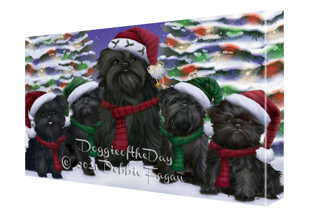 Christmas Family Portrait Affenpinscher Dog Canvas Wall Art - Premium Quality Ready to Hang Room Decor Wall Art Canvas - Unique Animal Printed Digital Painting for Decoration