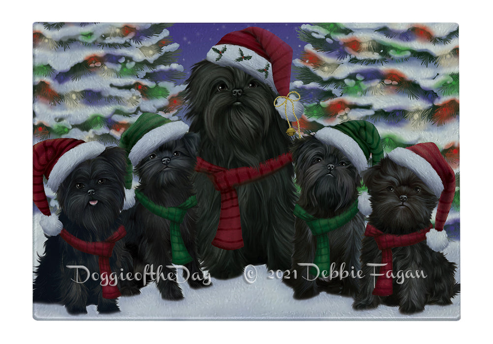 Christmas Family Portrait Affenpinscher Dog Cutting Board - For Kitchen - Scratch & Stain Resistant - Designed To Stay In Place - Easy To Clean By Hand - Perfect for Chopping Meats, Vegetables