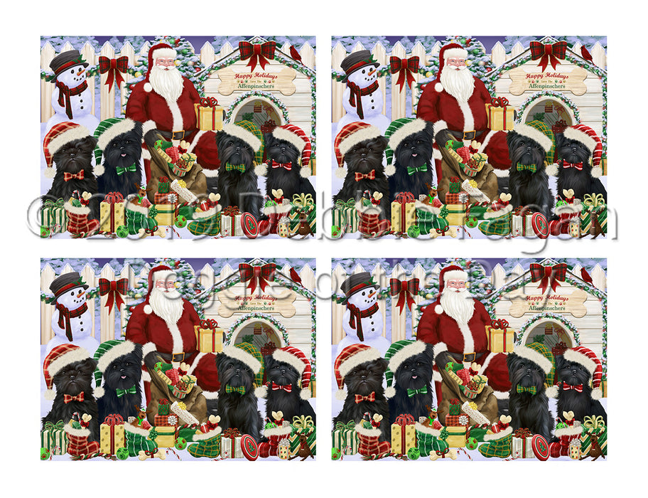 Happy Holidays Christmass Affenpinscher Dogs House Gathering Placemat