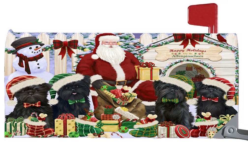 Happy Holidays Christmas Affenpinscher Dogs House Gathering 6.5 x 19 Inches Magnetic Mailbox Cover Post Box Cover Wraps Garden Yard Décor MBC48772