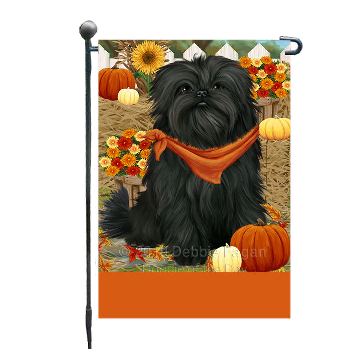 Personalized Fall Autumn Greeting Affenpinscher Dog with Pumpkins Custom Garden Flags GFLG-DOTD-A61739