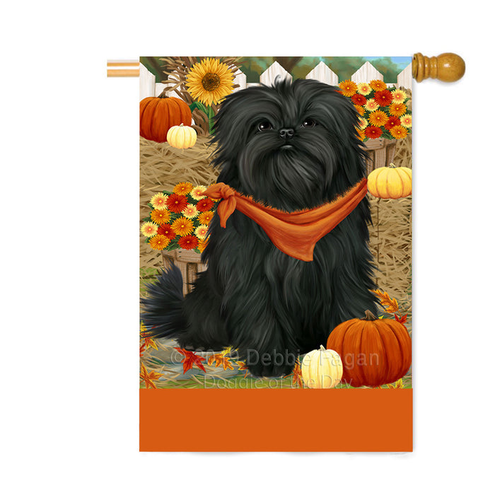 Personalized Fall Autumn Greeting Affenpinscher Dog with Pumpkins Custom House Flag FLG-DOTD-A61795