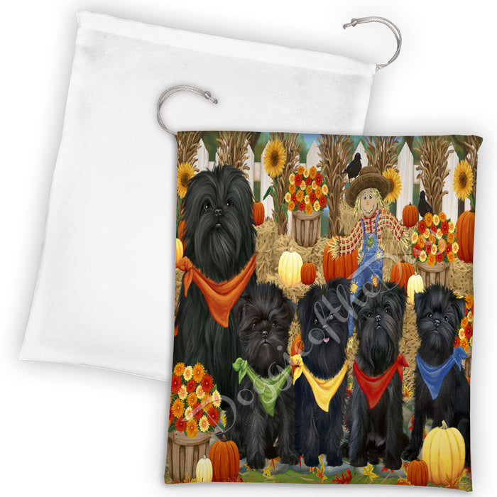 Fall Festive Harvest Time Gathering Affenpinscher Dogs Drawstring Laundry or Gift Bag LGB48359