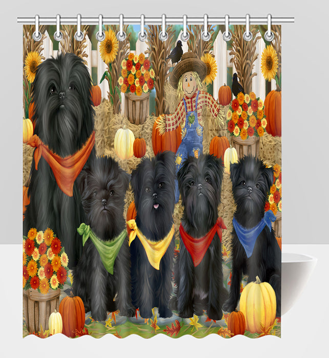 Fall Festive Harvest Time Gathering Affenpinscher Dogs Shower Curtain