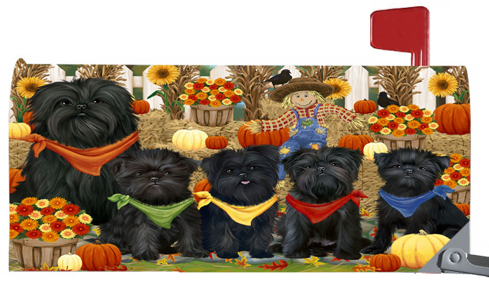 Fall Festive Harvest Time Gathering Affenpinscher Dogs 6.5 x 19 Inches Magnetic Mailbox Cover Post Box Cover Wraps Garden Yard Décor MBC49042