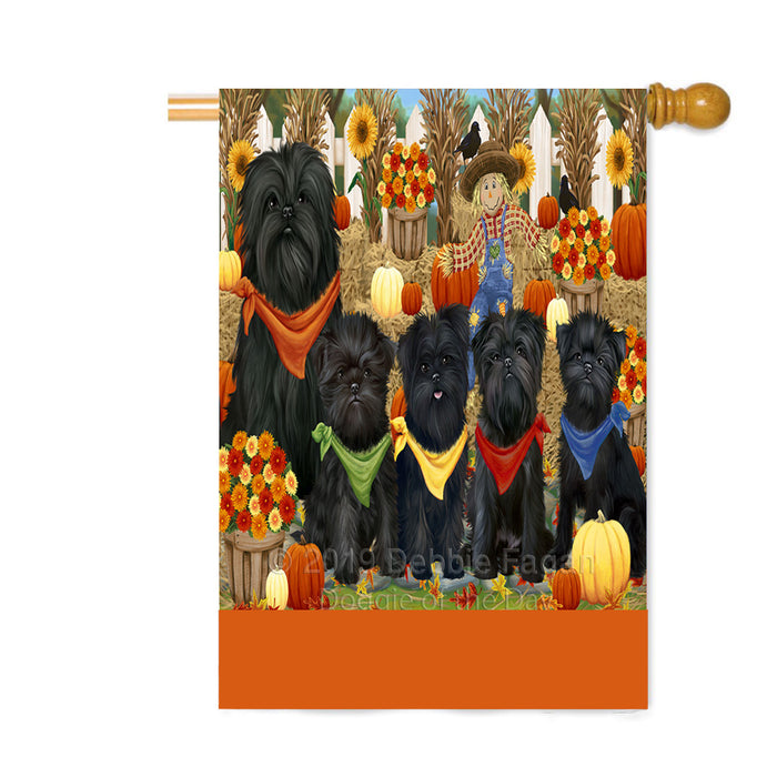 Personalized Fall Festive Gathering Affenpinscher Dogs with Pumpkins Custom House Flag FLG-DOTD-A61796