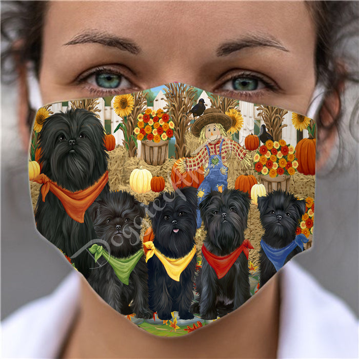 Fall Festive Harvest Time Gathering  Affenpinscher Dogs Face Mask FM48492