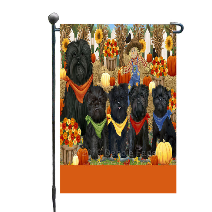 Personalized Fall Festive Gathering Affenpinscher Dogs with Pumpkins Custom Garden Flags GFLG-DOTD-A61740