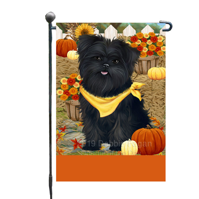 Personalized Fall Autumn Greeting Affenpinscher Dog with Pumpkins Custom Garden Flags GFLG-DOTD-A61741