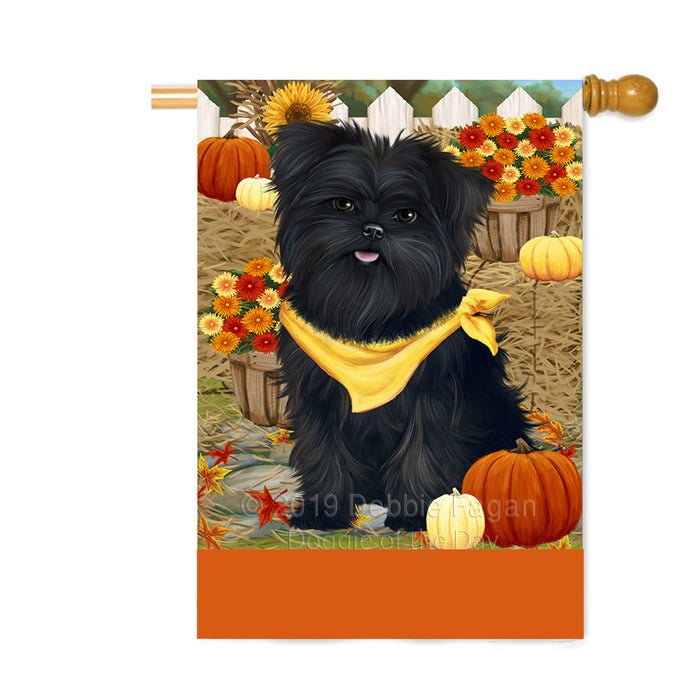 Personalized Fall Autumn Greeting Affenpinscher Dog with Pumpkins Custom House Flag FLG-DOTD-A61797