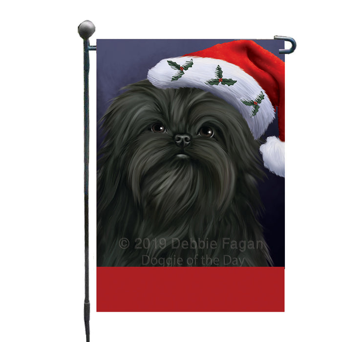 Personalized Christmas Holidays Affenpinscher Dog Wearing Santa Hat Portrait Head Custom Garden Flags GFLG-DOTD-A59786