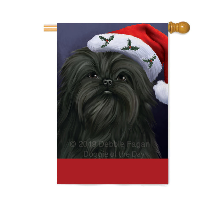 Personalized Christmas Holidays Affenpinscher Dog Wearing Santa Hat Portrait Head Custom House Flag FLG-DOTD-A59842