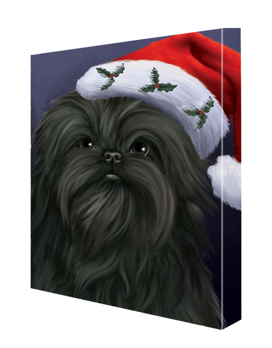Christmas Santa Hat Affenpinscher Dog Canvas Wall Art - Premium Quality Ready to Hang Room Decor Wall Art Canvas - Unique Animal Printed Digital Painting for Decoration