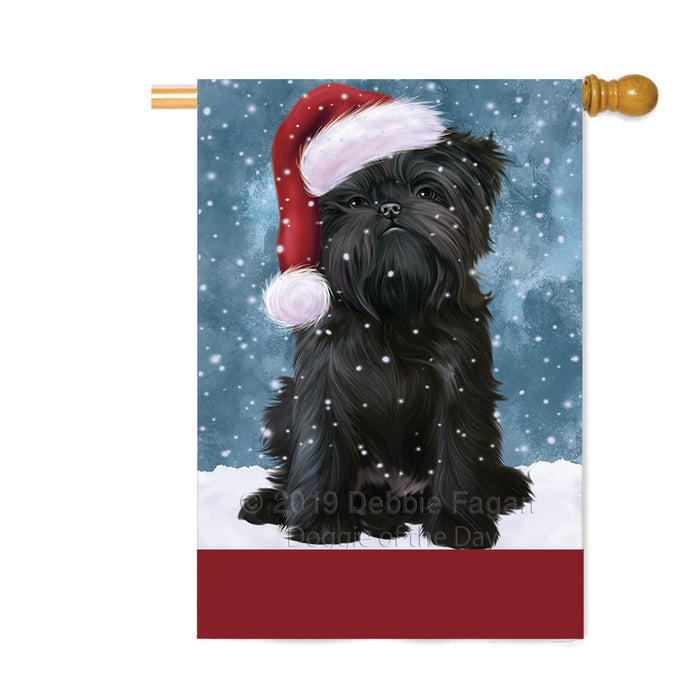 Personalized Let It Snow Happy Holidays Affenpinscher Dog Custom House Flag FLG-DOTD-A62264