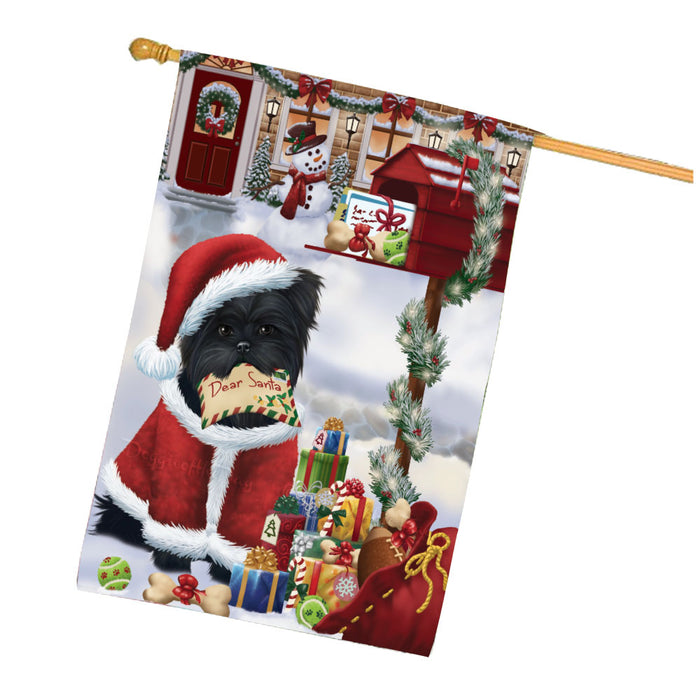 Dear Santa Mailbox Christmas Affenpinscher Dog House Flag Outdoor Decorative Double Sided Pet Portrait Weather Resistant Premium Quality Animal Printed Home Decorative Flags 100% Polyester FLG67932