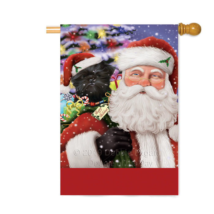 Personalized Santa Carrying Affenpinscher Dog and Christmas Presents Custom House Flag FLG-DOTD-A63371