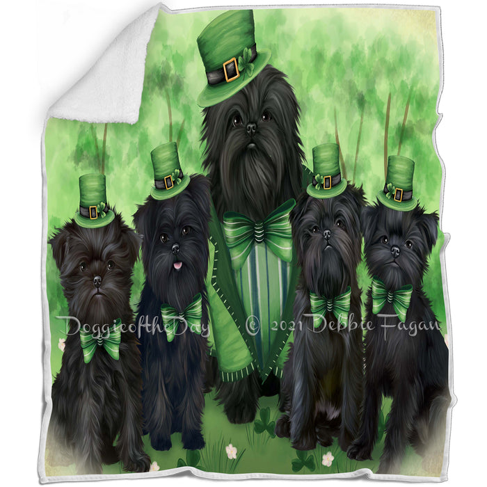 St. Patricks Day Irish Family Portrait Affenpinschers Dog Blanket BLNKT51519