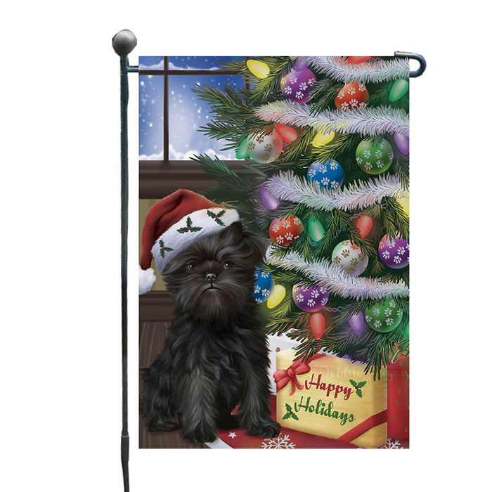 Christmas Tree with Presents Affenpinscher Dog Garden Flags Outdoor Decor for Homes and Gardens Double Sided Garden Yard Spring Decorative Vertical Home Flags Garden Porch Lawn Flag for Decorations
