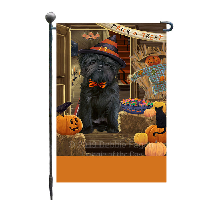 Personalized Enter at Own Risk Trick or Treat Halloween Affenpinscher Dog Custom Garden Flags GFLG-DOTD-A59398