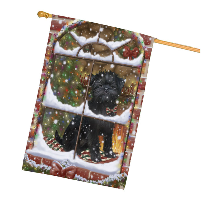 Please come Home for Christmas Affenpinscher Dog House Flag Outdoor Decorative Double Sided Pet Portrait Weather Resistant Premium Quality Animal Printed Home Decorative Flags 100% Polyester FLG67963
