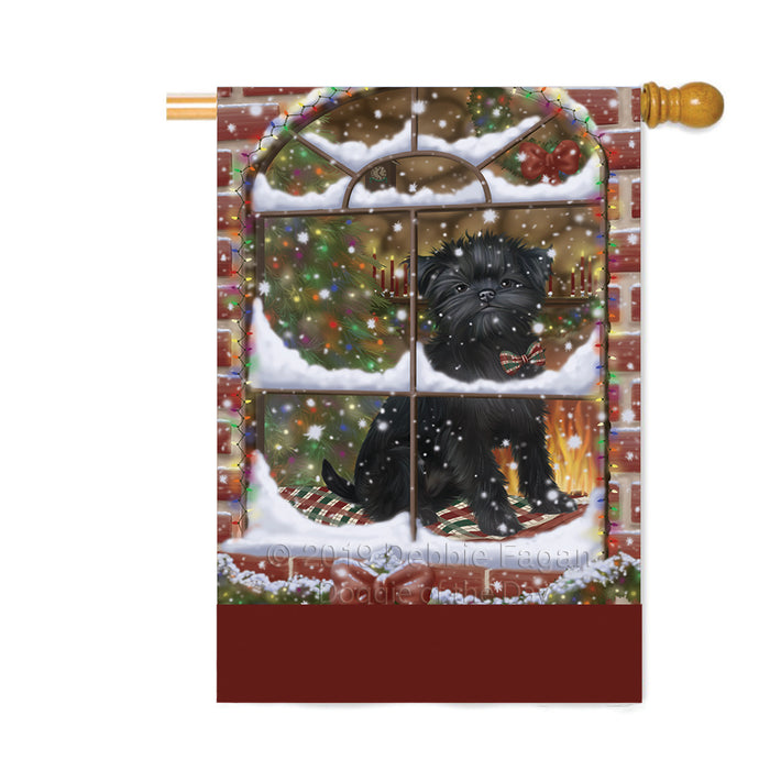 Personalized Please Come Home For Christmas Affenpinscher Dog Sitting In Window Custom House Flag FLG-DOTD-A60154