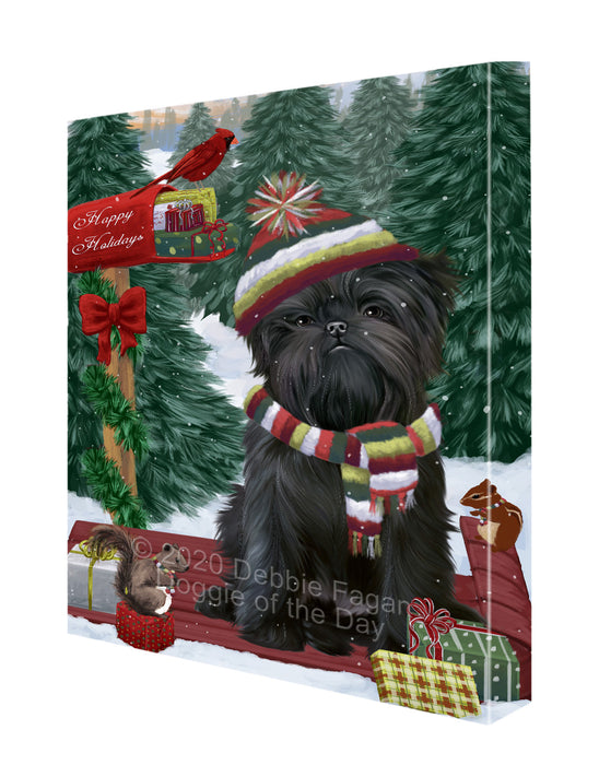 Christmas Woodland Sled Affenpinscher Dog Canvas Wall Art - Premium Quality Ready to Hang Room Decor Wall Art Canvas - Unique Animal Printed Digital Painting for Decoration CVS526