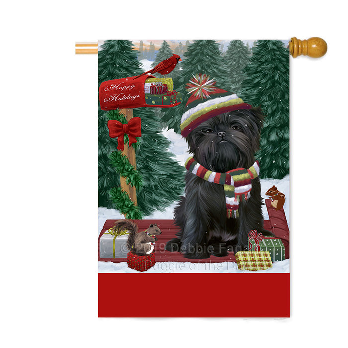 Personalized Merry Christmas Woodland Sled Affenpinscher Dog Custom House Flag FLG-DOTD-A61508