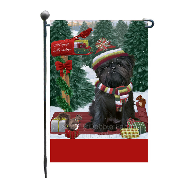 Personalized Merry Christmas Woodland Sled  Affenpinscher Dog Custom Garden Flags GFLG-DOTD-A61452