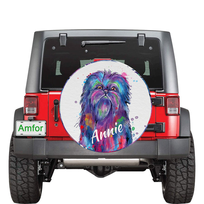 Custom Pet Name Personalized Watercolor Affenpinscher Dog Car Tire Cover