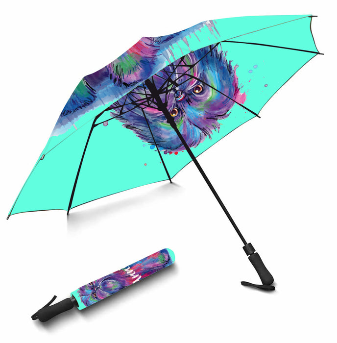 Custom Pet Name Personalized Watercolor Affenpinscher DogSemi-Automatic Foldable Umbrella
