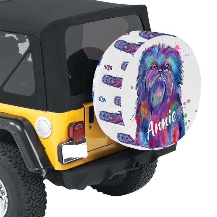 Custom Pet Name Personalized Watercolor Affenpinscher Dog Car Tire Cover