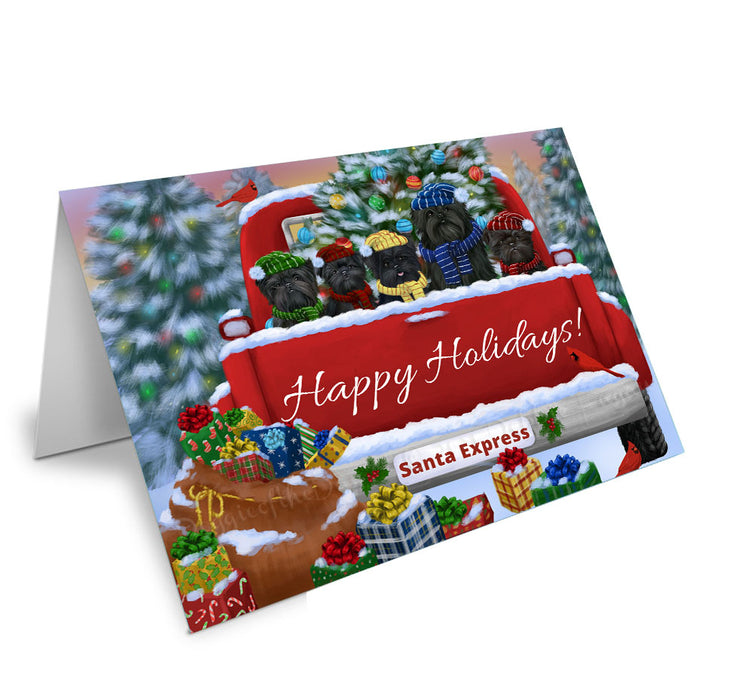 Christmas Red Truck Travlin Home for the Holidays Affenpinscher Dogs Handmade Artwork Assorted Pets Greeting Cards and Note Cards with Envelopes for All Occasions and Holiday Seasons