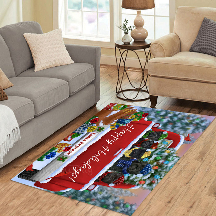 Christmas Red Truck Travlin Home for the Holidays Affenpinscher Dogs Area Rug - Ultra Soft Cute Pet Printed Unique Style Floor Living Room Carpet Decorative Rug for Indoor Gift for Pet Lovers