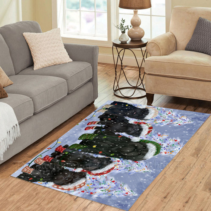 Christmas Lights and Affenpinscher Dogs Area Rug - Ultra Soft Cute Pet Printed Unique Style Floor Living Room Carpet Decorative Rug for Indoor Gift for Pet Lovers