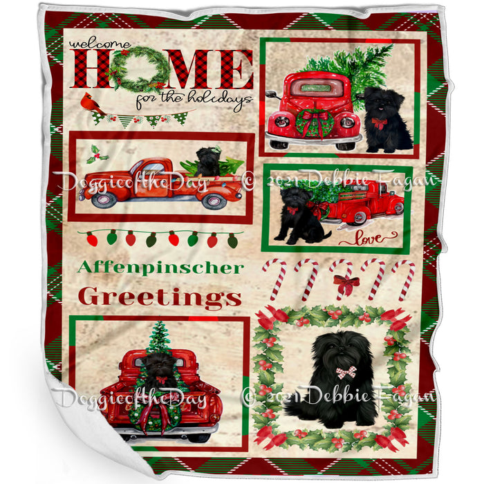 Welcome Home for Christmas Holidays Affenpinscher Dogs Blanket BLNKT71741