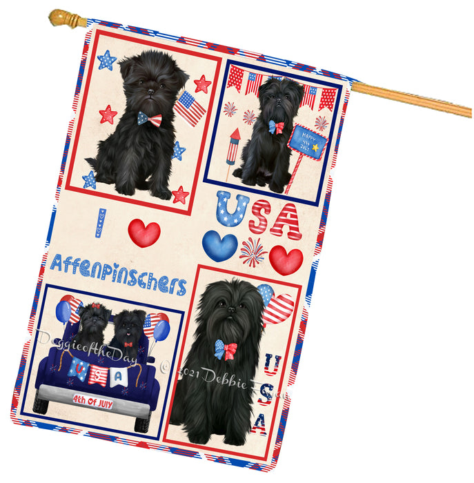 4th of July Independence Day I Love USA Affenpinscher Dogs House flag FLG66909