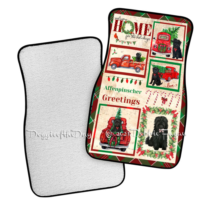 Welcome Home for Christmas Holidays Affenpinscher Dogs Polyester Anti-Slip Vehicle Carpet Car Floor Mats CFM48223
