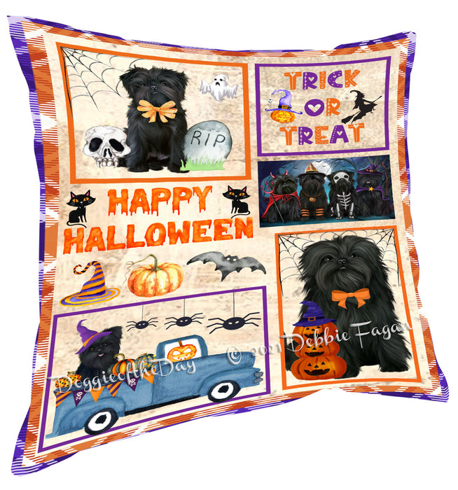 Happy Halloween Trick or Treat Affenpinscher Dogs Pillow with Top Quality High-Resolution Images - Ultra Soft Pet Pillows for Sleeping - Reversible & Comfort - Ideal Gift for Dog Lover - Cushion for Sofa Couch Bed - 100% Polyester