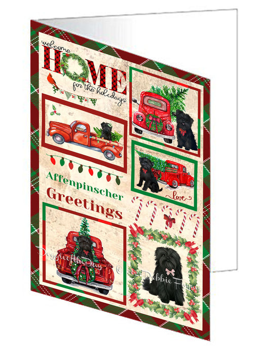 Welcome Home for Christmas Holidays Affenpinscher Dogs Handmade Artwork Assorted Pets Greeting Cards and Note Cards with Envelopes for All Occasions and Holiday Seasons GCD76034