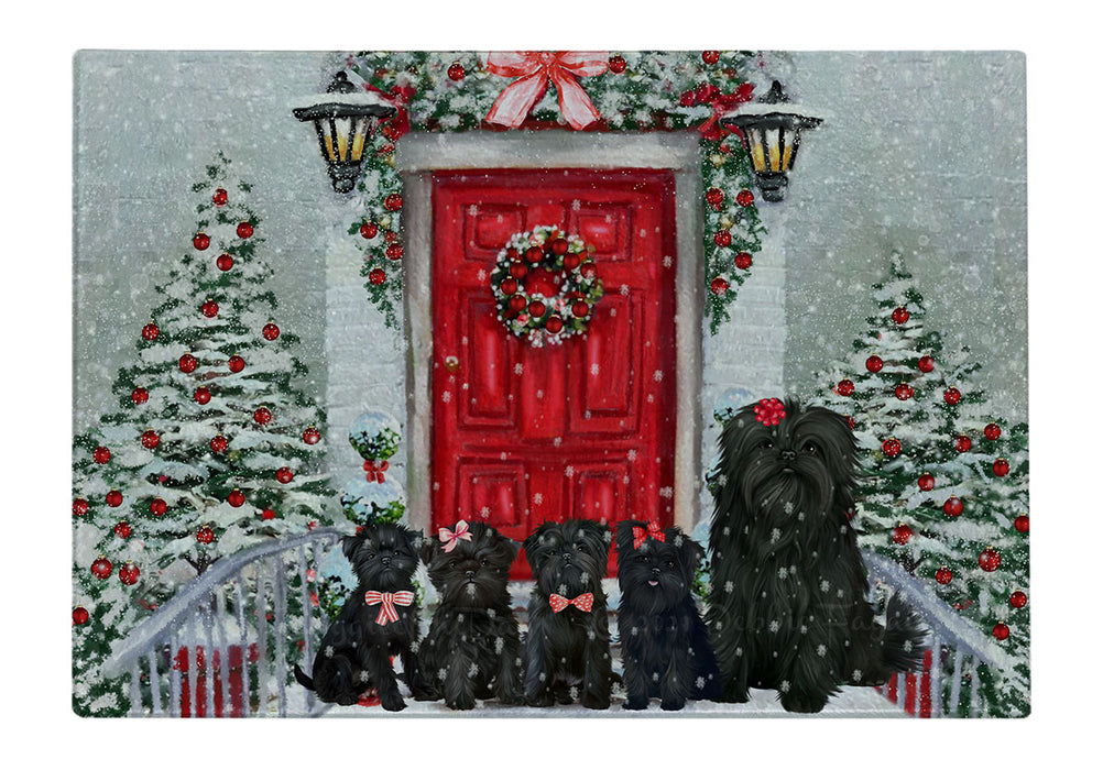 Christmas Holiday Welcome Affenpinscher Dogs Cutting Board - For Kitchen - Scratch & Stain Resistant - Designed To Stay In Place - Easy To Clean By Hand - Perfect for Chopping Meats, Vegetables
