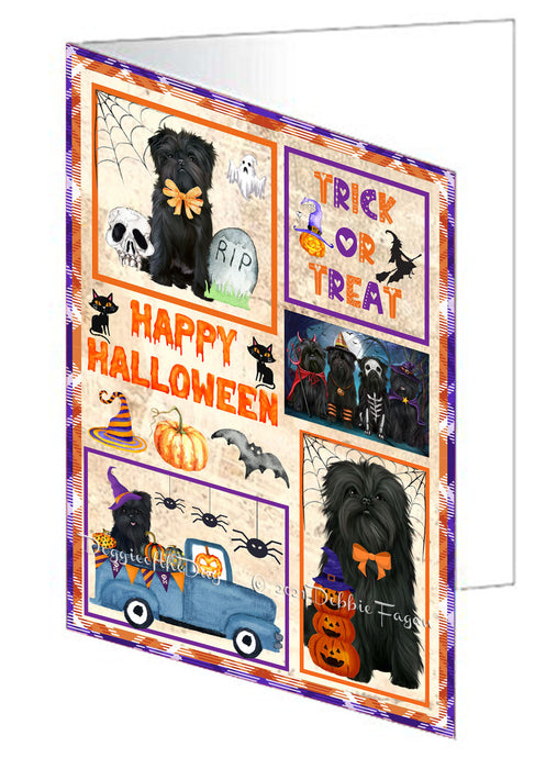 Happy Halloween Trick or Treat Affenpinscher Dogs Handmade Artwork Assorted Pets Greeting Cards and Note Cards with Envelopes for All Occasions and Holiday Seasons GCD76358