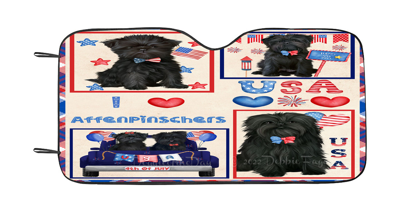 4th of July Independence Day I Love USA Affenpinscher Dogs Car Sun Shade Cover Curtain