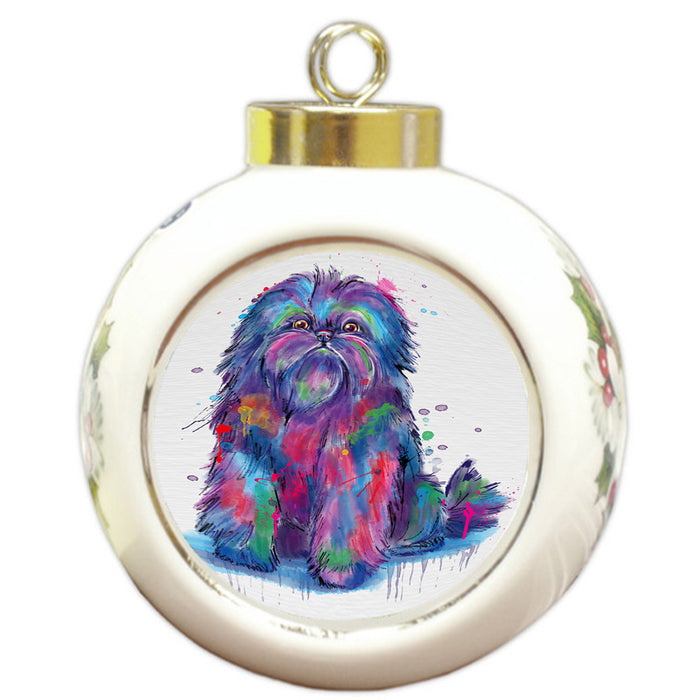 Watercolor Affenpinscher Dog Round Ball Christmas Ornament RBPOR58191