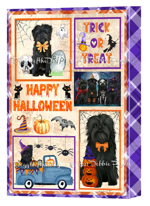 Happy Halloween Trick or Treat Affenpinscher Dogs Canvas Wall Art Decor - Premium Quality Canvas Wall Art for Living Room Bedroom Home Office Decor Ready to Hang CVS150083