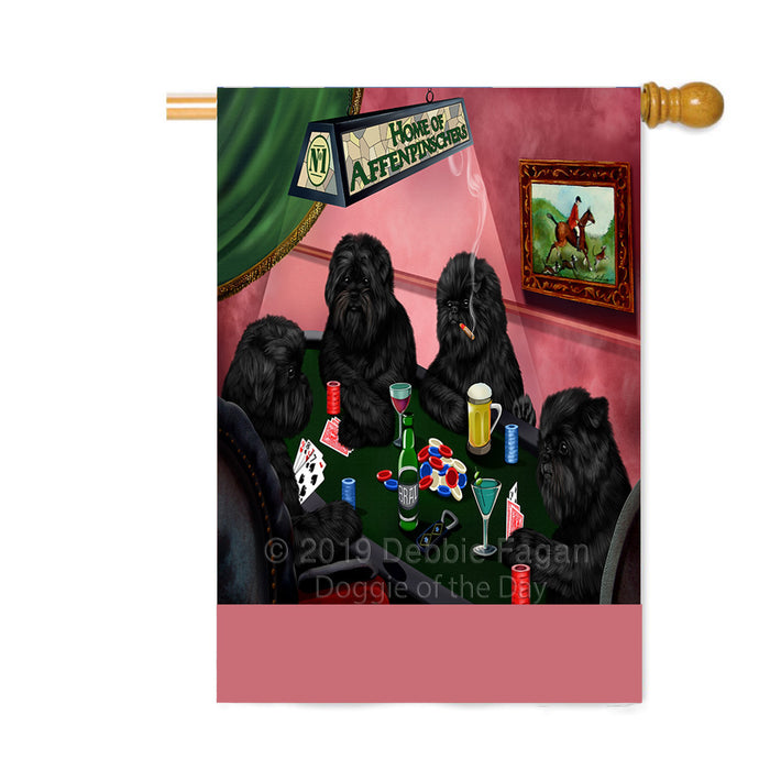 Personalized Home of Affenpinscher Dogs Four Dogs Playing Poker Custom House Flag FLG-DOTD-A60282