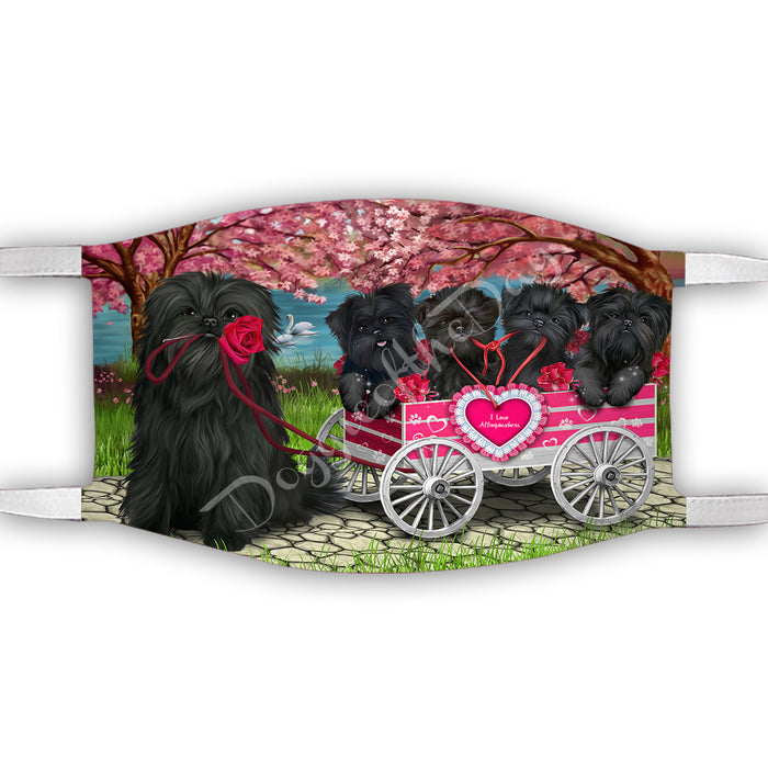 I Love Affenpinscher Dogs in a Cart Face Mask FM48102