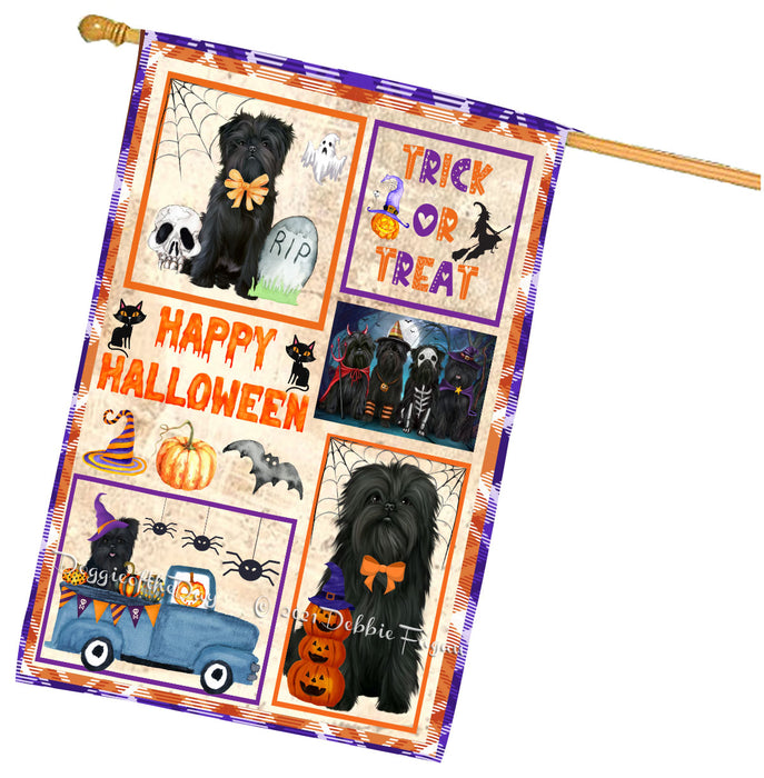 Happy Halloween Trick or Treat Affenpinscher Dogs House Flag Outdoor Decorative Double Sided Pet Portrait Weather Resistant Premium Quality Animal Printed Home Decorative Flags 100% Polyester