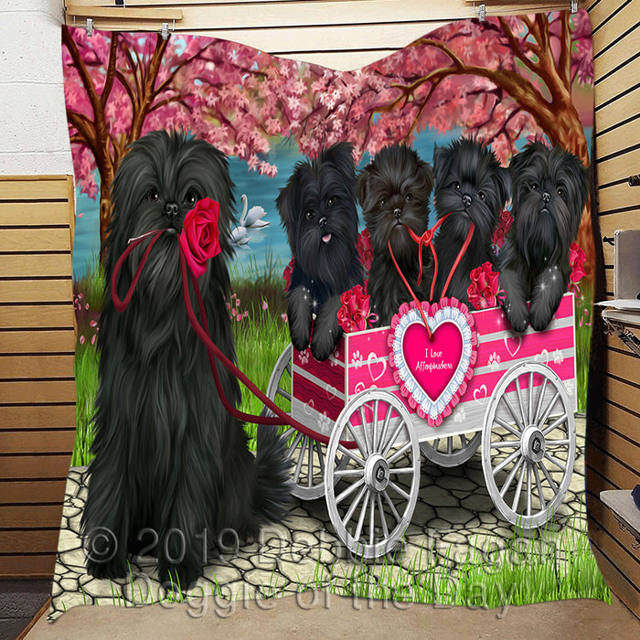 I Love Affenpinscher Dogs in a Cart Quilt